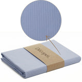 Bettwäsche Set Blau - Laurens Damast Streifsatin 2 mm, 100 % Baumwolle, Hotelverschluss