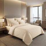 Bettwäsche Set Vancouver Sekt Damast Streifsatin 2 mm, 80 % Baumwolle / 20 % Polyester, Hotelverschluss