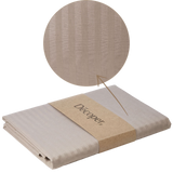 Bettwäsche Set Taupe - Laramie Damast Streifsatin 8 mm, 80 % Baumwolle / 20 % Polyester, Hotelverschluss