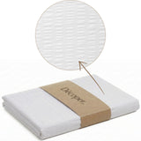 Renforcé-Seersucker Bettwäsche Set Weiß mit waffelartigem 1/1 cm Streifen, 100% Baumwolle, Hotelverschluss