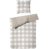 Perkal Bettwäsche-Set Chalet Karo Taupe aus 100% Baumwolle