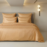 Bettwäsche Set Gold - Vion Damast Streifsatin 6/24 mm, 80 % Baumwolle / 20 % Polyester, Hotelverschluss