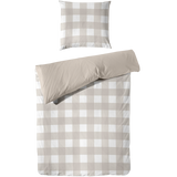 Perkal Bettwäsche-Set Chalet Karo Taupe aus 100% Baumwolle