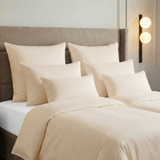 Bettwäsche Set Sekt - Veria Damast Streifsatin 2/12  mm, 80 % Baumwolle / 20 % Polyester, Hotelverschluss