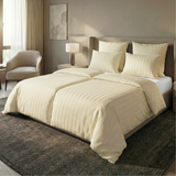 Bettwäsche Set Gelb - Leominster Damast Streifsatin 28 mm, 50 % Baumwolle / 50 % Polyester, Hotelverschluss mit Bogenabnäher