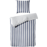 Perkal Bettwäsche-Set - Linien Blau aus 100% Baumwolle