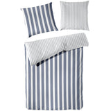Perkal Bettwäsche-Set - Linien Blau aus 100% Baumwolle