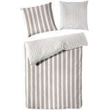 Perkal Bettwäsche-Set - Linien Taupe aus 100% Baumwolle