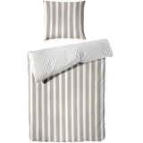 Perkal Bettwäsche-Set - Linien Taupe aus 100% Baumwolle