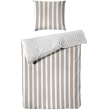 Perkal Bettwäsche-Set - Linien Taupe aus 100% Baumwolle