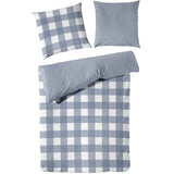 Perkal Bettwäsche-Set Chalet Karo Blau aus 100% Baumwolle