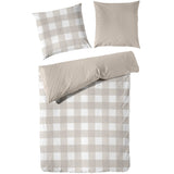 Perkal Bettwäsche-Set Chalet Karo Taupe aus 100% Baumwolle