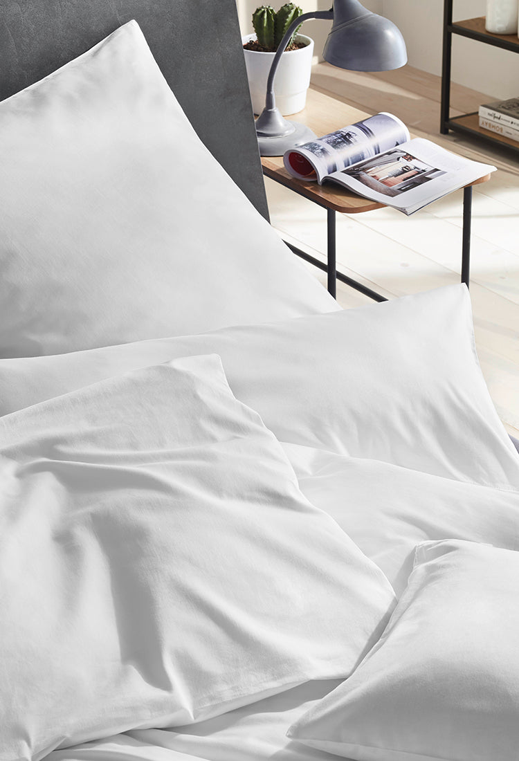 Mako-Satin Bettwäsche aus 100% Baumwolle | Farbe Weiß|