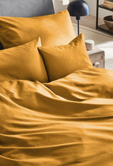 Mako-Satin Bettwäsche aus 100% Baumwolle | Farbe Senf Gelb|