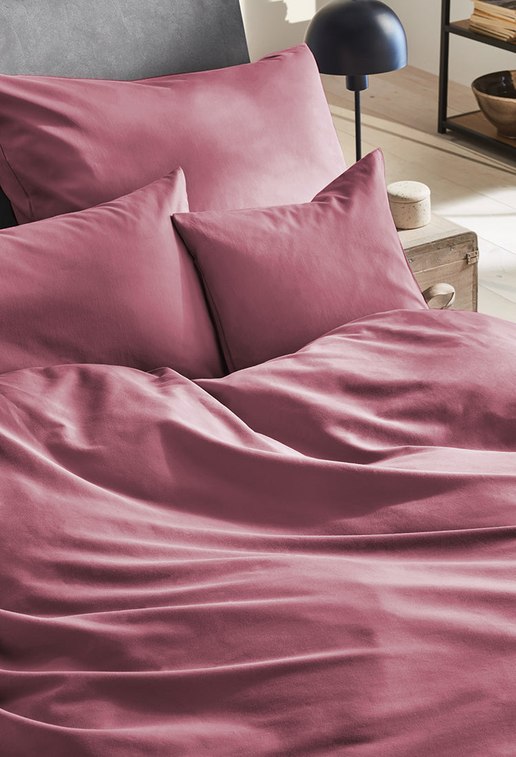 MAKO-SATIN KISSENBEZUG AUS 100% BAUMWOLLE | FARBE ROSENHOLZ| 80 X 80 CM