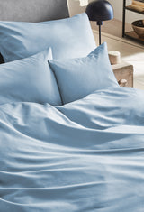 Mako-Satin Bettwäsche aus 100% Baumwolle | Farbe Rauchblau Blau Hell |
