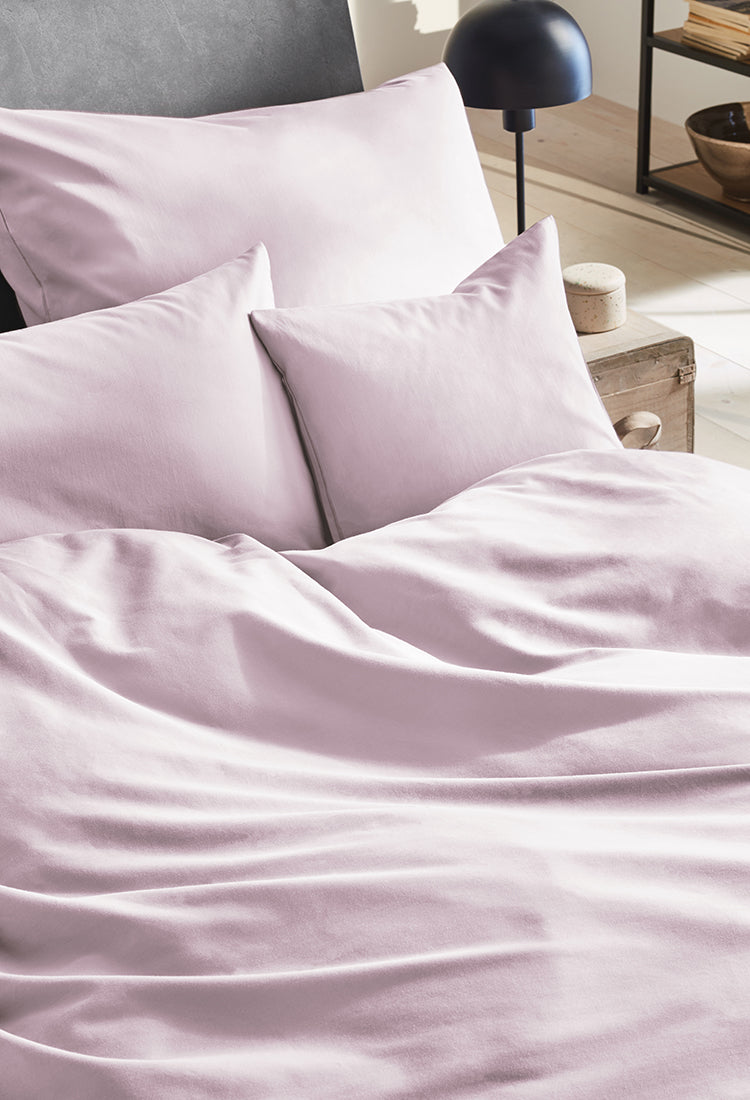 Mako-Satin Bettwäsche aus 100% Baumwolle | Farbe Puder Rosa Hell |