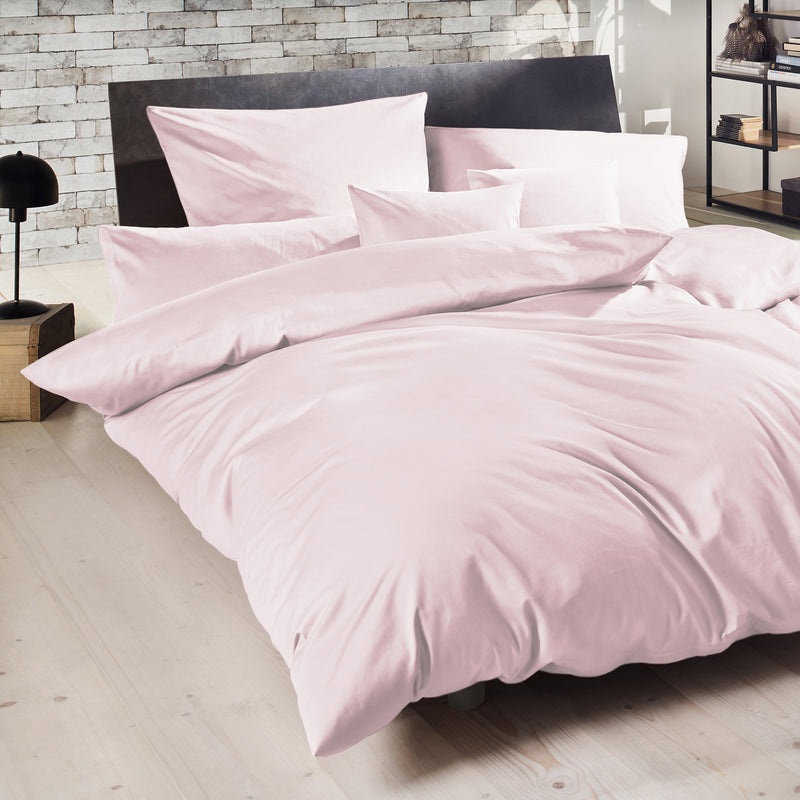 Mako-Satin Bettwäsche aus 100% Baumwolle | Farbe Puder Rosa Hell
