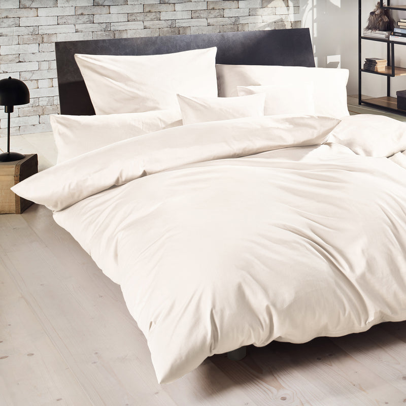 Mako-Satin Bettwäsche aus 100% Baumwolle | Farbe Champagner Creme Weiß |