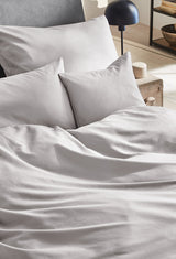 Mako-Satin Bettwäsche aus 100% Baumwolle | Farbe Silber Hellgrau |
