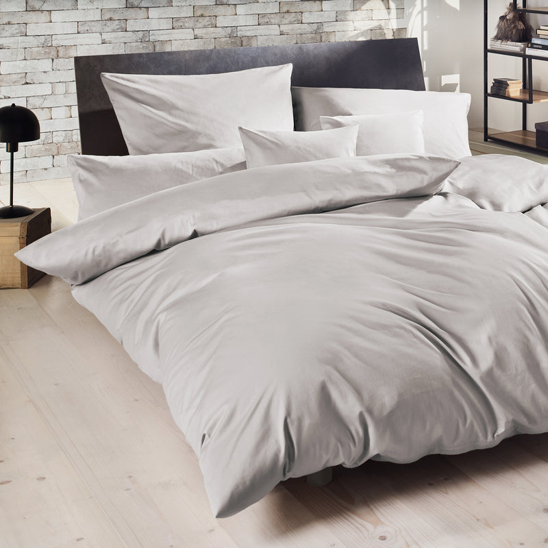 Mako-Satin Bettwäsche aus 100% Baumwolle | Farbe Silber Hellgrau