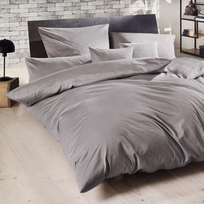 Mako-Satin Bettwäsche aus 100% Baumwolle | Farbe Graphit Grau | – Decoper®