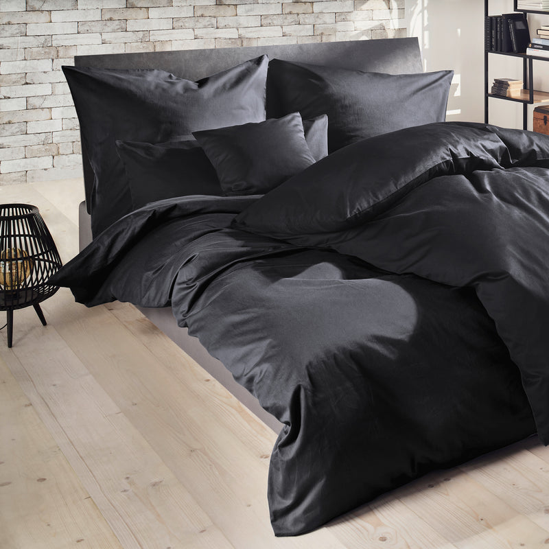 Mako-Satin Bettwäsche aus 100% Baumwolle | Farbe Schwarz