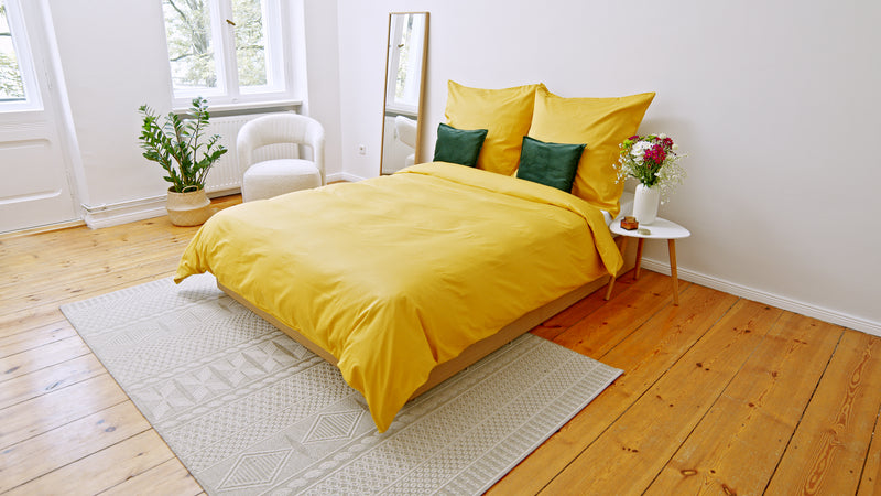 Mako-Satin Bettwäsche aus 100% Baumwolle | Farbe Senf Gelb|